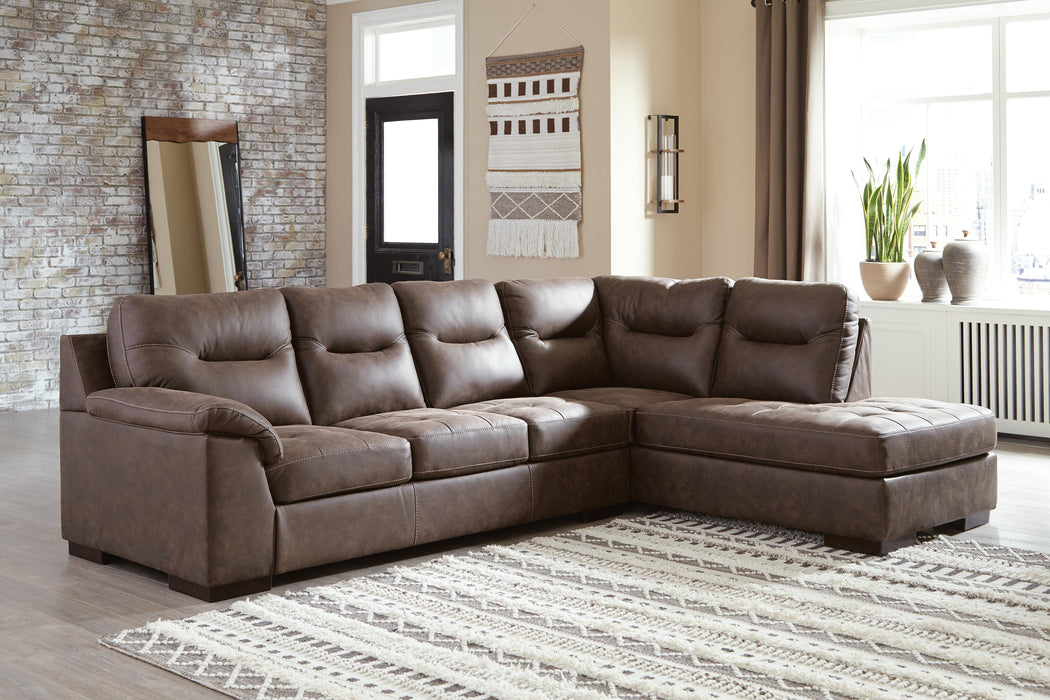 Maderla Walnut Maderla 2-Piece Sectional with Chaise
