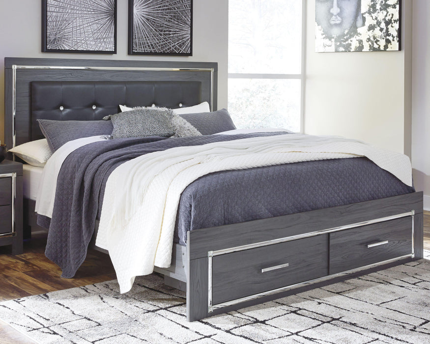Lodanna Gray Lodanna King Panel Bed with 2 Storage Drawers