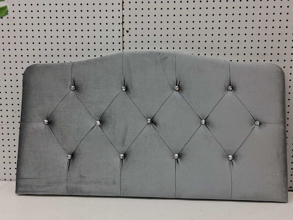 ChaletPosh Twin Size Upholstered Headboard Silver Grey Velvet - new