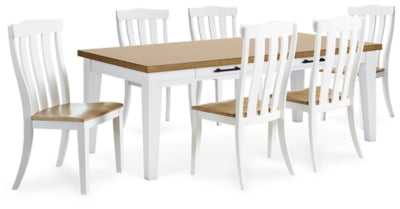 Ashbryn White/Natural Ashbryn Dining Table and 6 Chairs