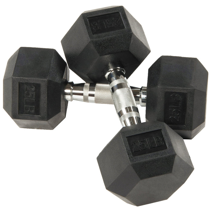 BalanceFrom Rubber Hex Dumbbells, 25lb Pair, Black - new