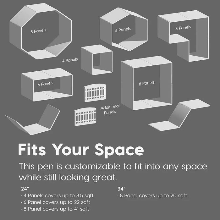 IRIS 4-10Panel 24/34"H Foldable Exercise Enclosure Plastic Pet Playpen with Door - open_box