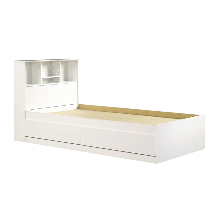 Your Zone kids Storage Bed with Bookcase Headboard, Twin, White Finish - open_box
