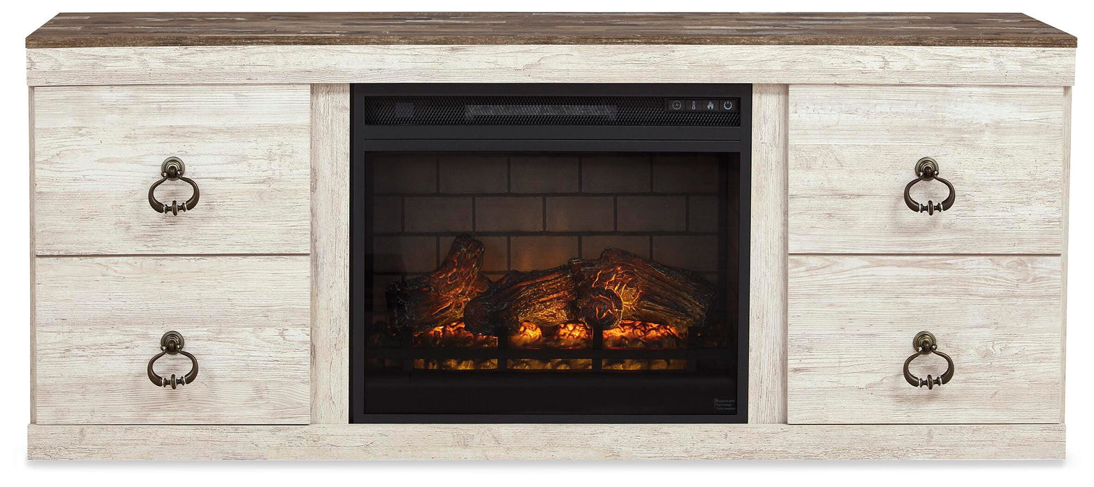Willowton Whitewash Willowton TV Stand with Electric Fireplace