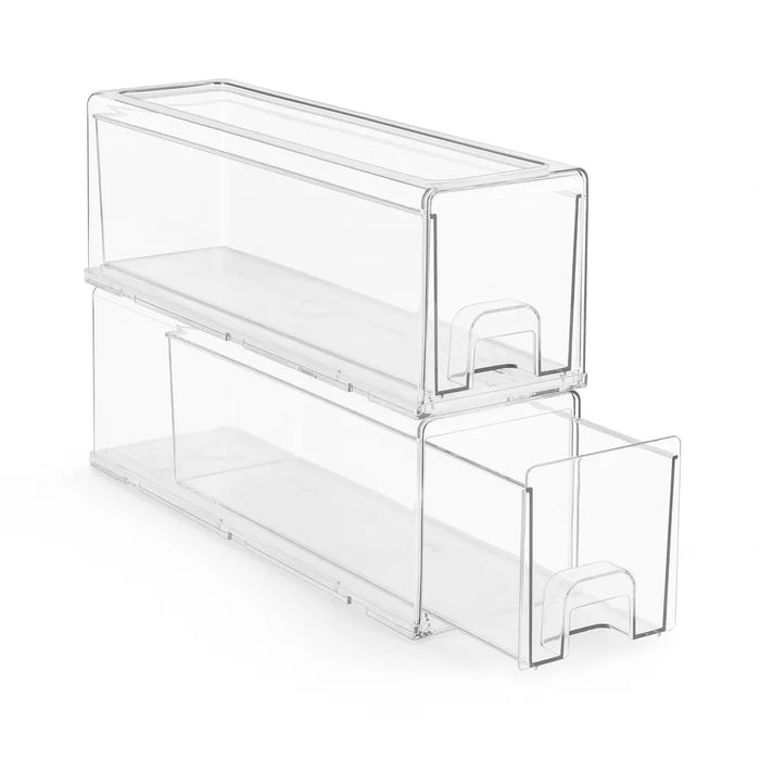 Sorbus 2 Pack Small Clear Stackable Storage Drawers with Handles for LaundryOffice, Closet, Home, Bathroom, Organization and Storage - new