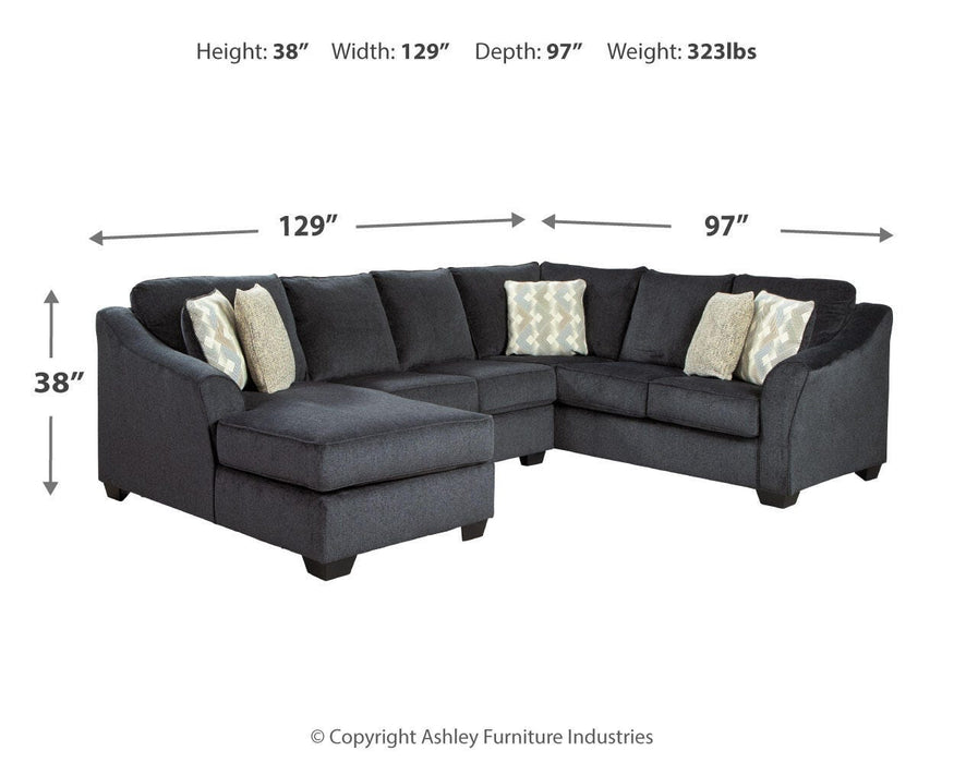 Eltmann Slate Eltmann 3-Piece Sectional with Chaise