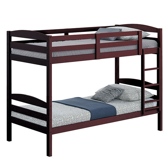 FM-BK110ES-T Finsbury espresso finish wood twin over twin bunk bed arch slat design - new