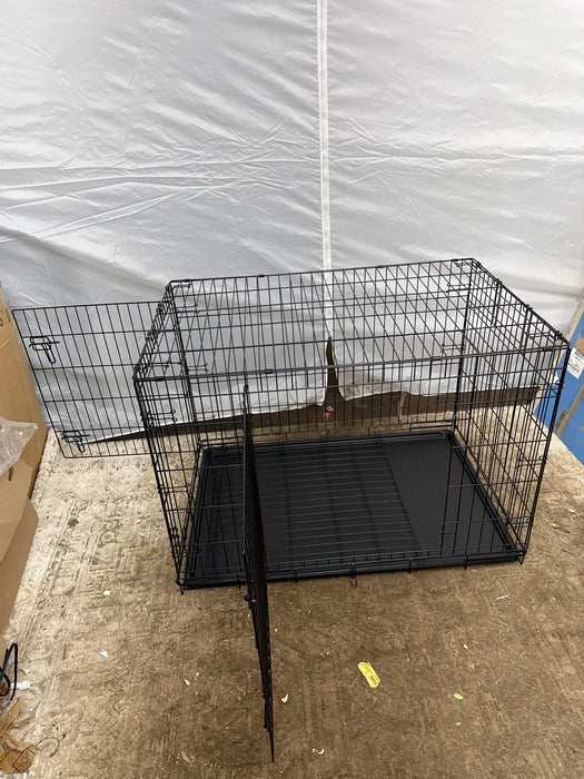 Vibrant Life Wire Dog Crate, Double-Door, Divider and Leak-Proof Tray, Metal, Foldable, Durable, Black, 36" - new