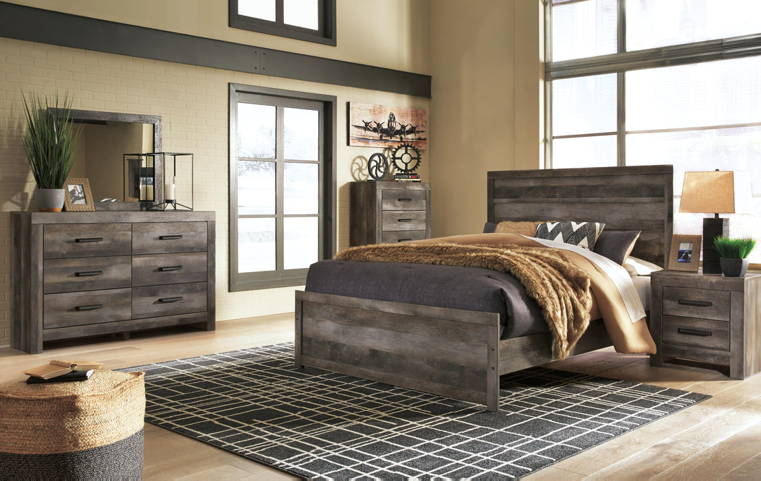 Wynnlow Gray Wynnlow Queen Panel Bed with Mirrored Dresser, Chest and Nightstand