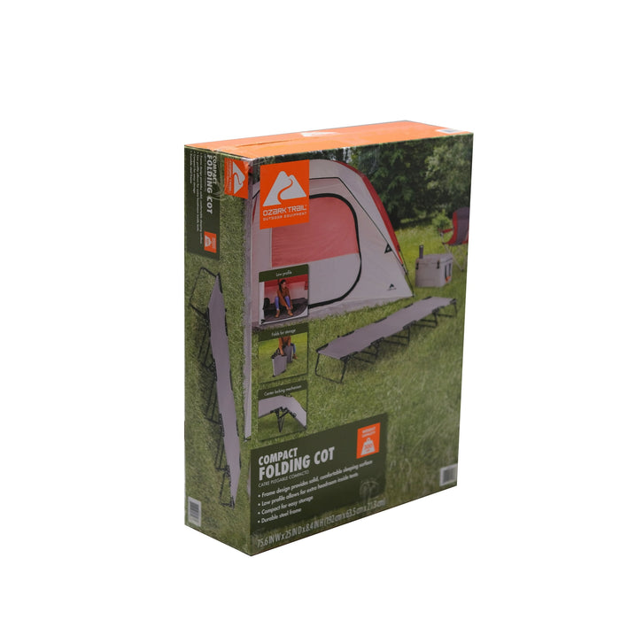 Ozark Trail Camping Folding with Easy Setup Cot, Gray, Adult,75.6in x 25 in x 8.46in, Polyester - new