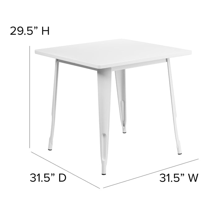 Flash Furniture Felix Commercial Grade 31.5" Square White Metal Indoor-Outdoor Table - new