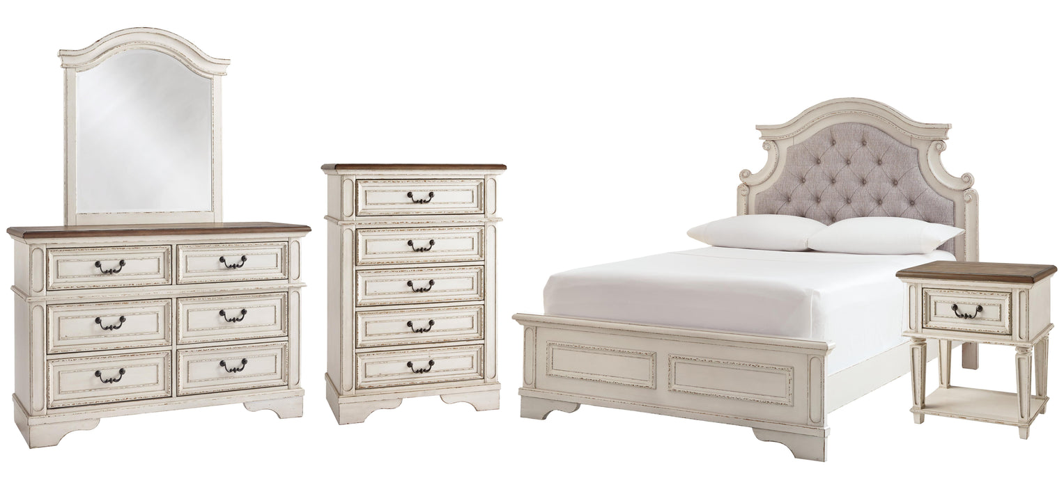 Realyn Chipped White Panel Bedroom Collection