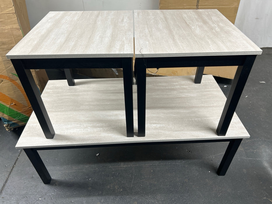 FM42900LG-3PK 3 pc Findlay black finish wood faux wood finish top coffee and end table set -