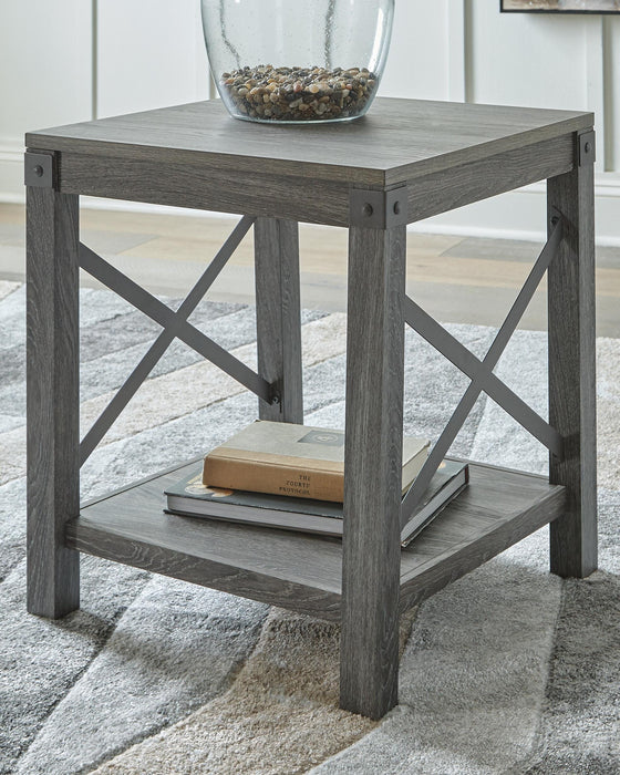 Freedan Grayish Brown Square End Table