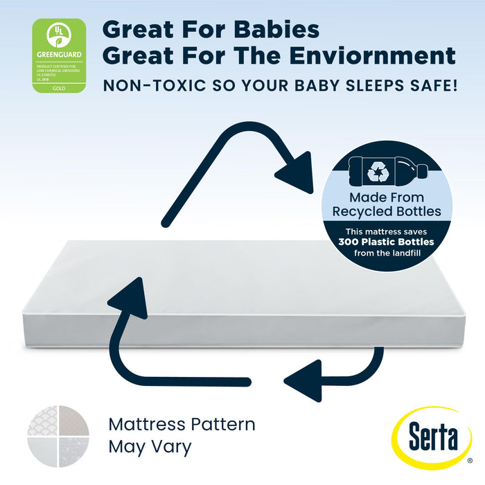Serta Perfect Start Limited Dual Sided Baby Crib Mattress and Toddler Mattress, Breathable Fiber Core, GREENGUARD Gold Certified, Waterproof, 7 Year Warranty, Made in USA - new