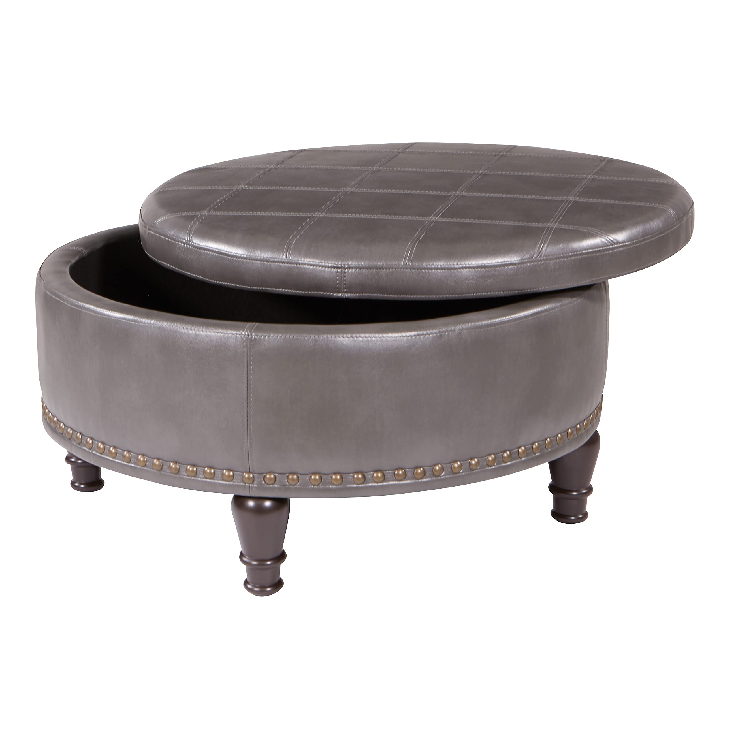 Office Star Inspired by Bassett Storage Ottoman in Pewter - new