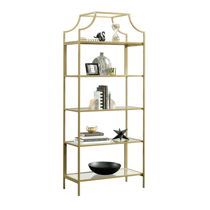 Better Homes & Gardens 71 Nola 5 Shelf Etagere Bookcase, Gold Finish - open_box