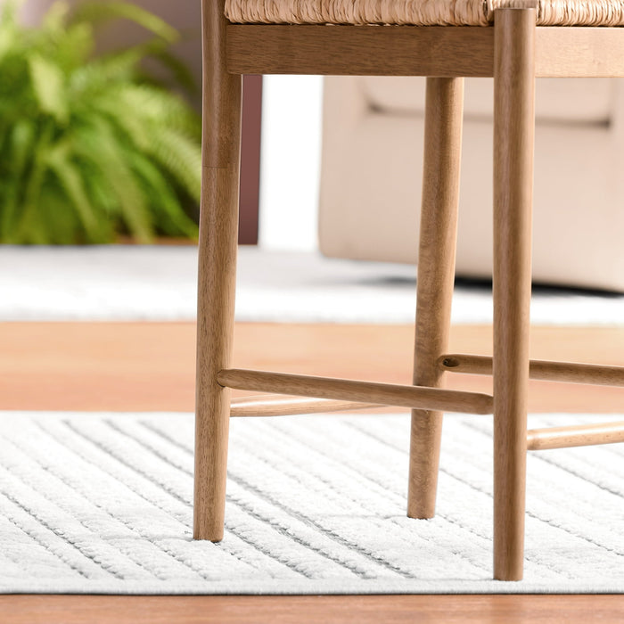 My Texas House Laurel Counter Stools with Woven Seagrass Seat, Kitchen, Warm Brown, 2 Pack - open_box