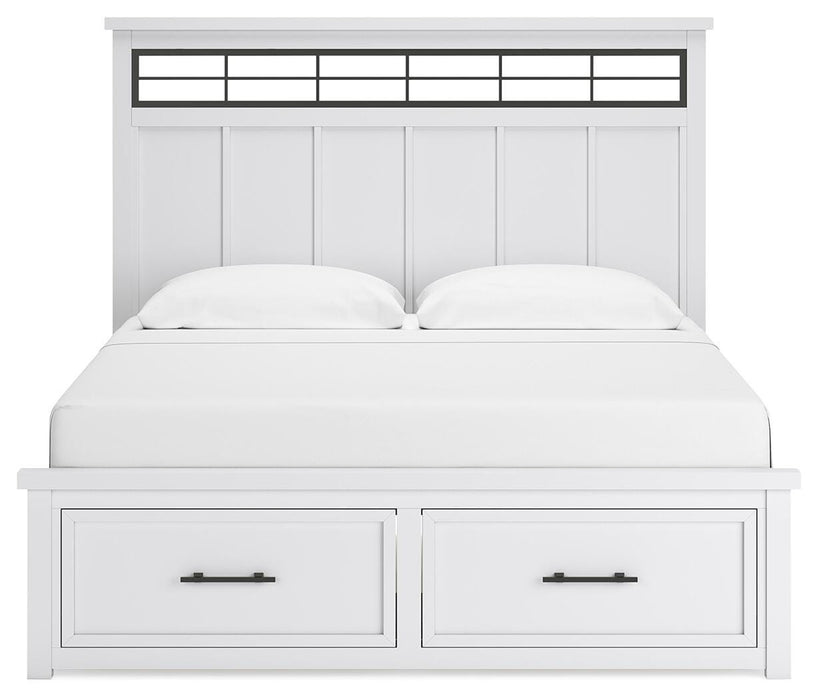 Ashbryn White/Natural Ashbryn King Panel Storage Bed