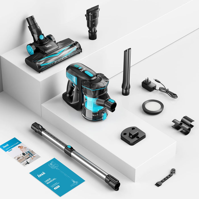 inse cordless vacuum cleaners, 6-in-1 lightweight stick vacuum for hardwood floor carpet pet hair, v -