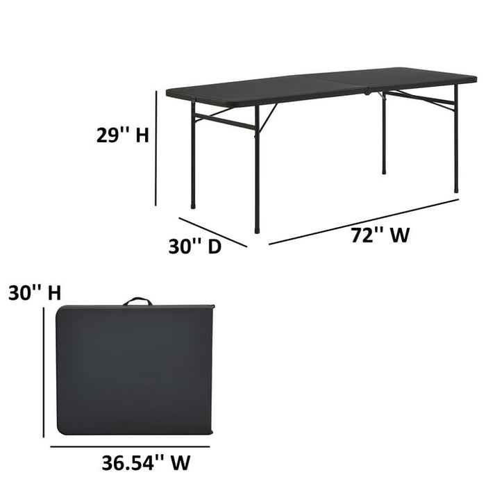 Mainstays 6 Foot Bi-Fold Plastic Folding Table, Black - new