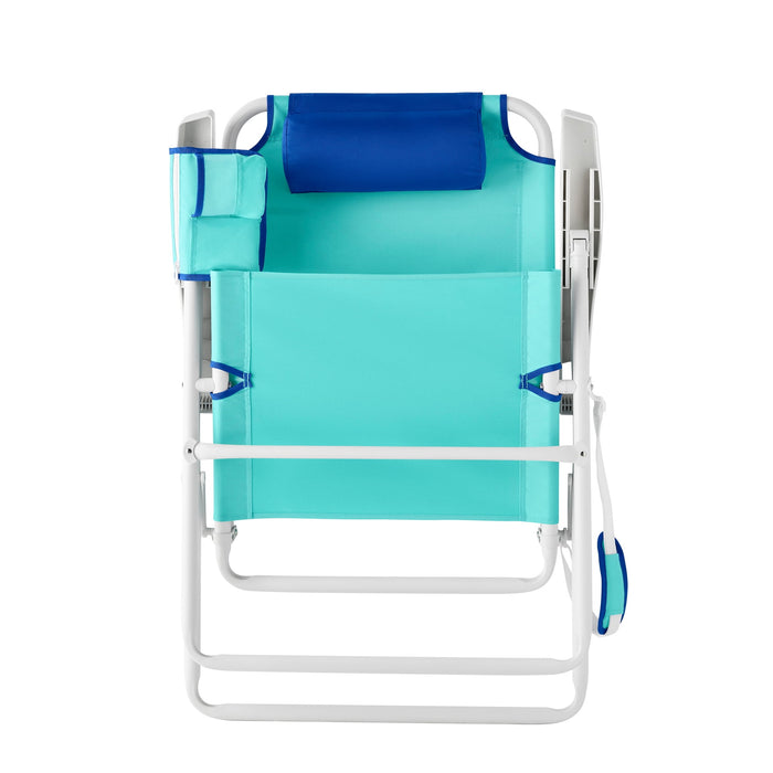 Mainstay Reclining 4-Position Oversize 2-Pack Beach Chair, Teal (please be advised that sets may be missing pieces or otherwise incomplete) - new