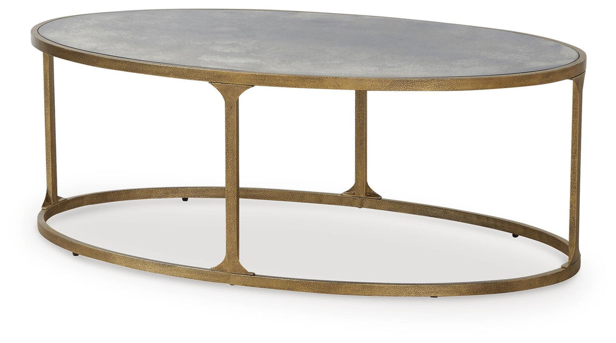 Korajane Antique Gold Oval Cocktail Table