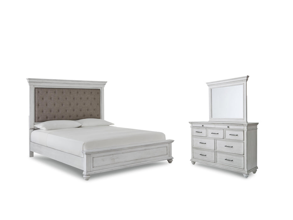 Kanwyn Whitewash Kanwyn Queen Panel Bed, Dresser and Mirror