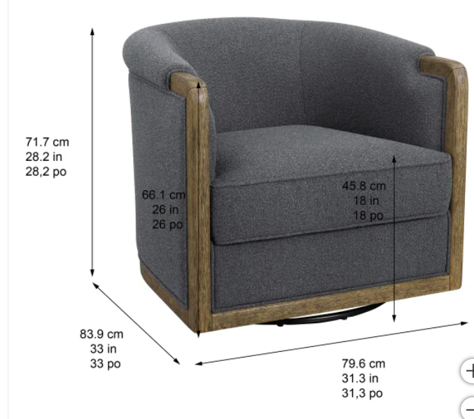 Thomasville Fabric Swivel Chair with Wood Trim - use_like_new