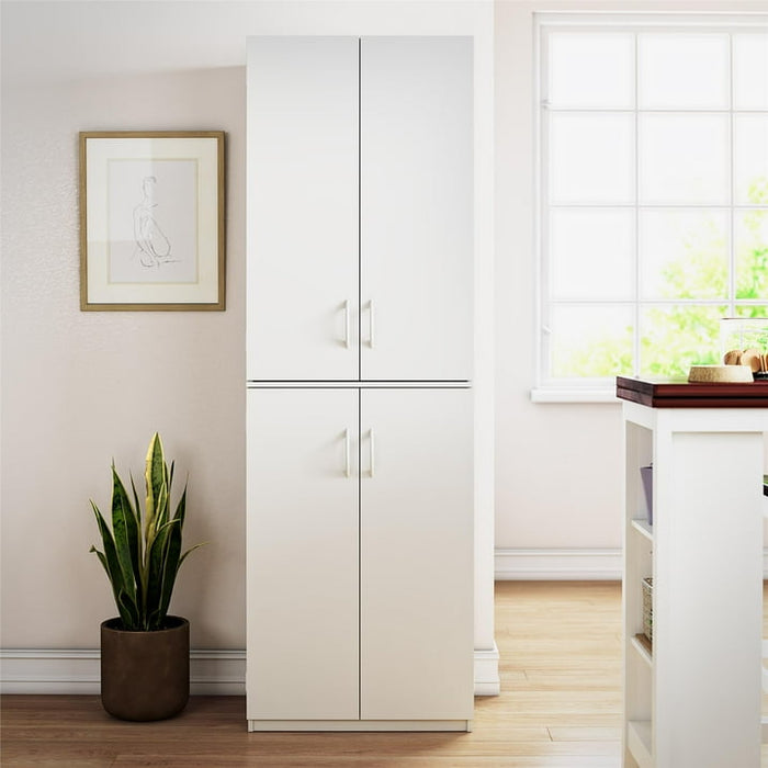 Mainstays 72" 4-Door Cabinet, White - new