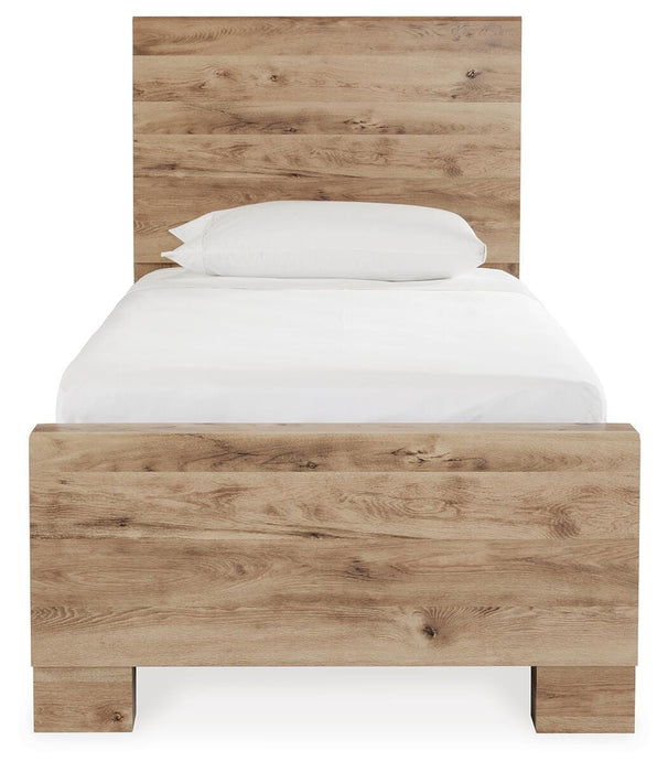 Hyanna Tan Brown Hyanna Twin Panel Bed with 1 Side Storage