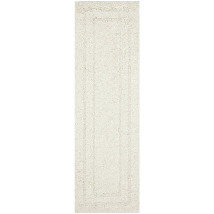 SAFAVIEH Florida Mason Bordered Shag Runner Rug, Cream, 2'3" x 7' - new