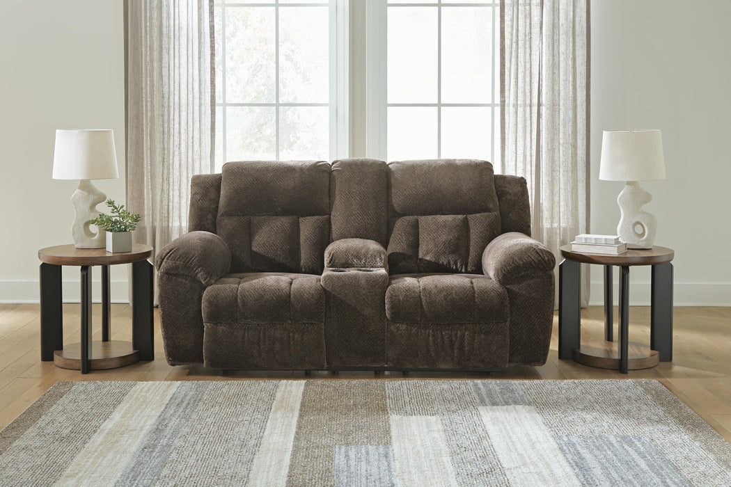 Frohn Chocolate Frohn Reclining Loveseat with Console