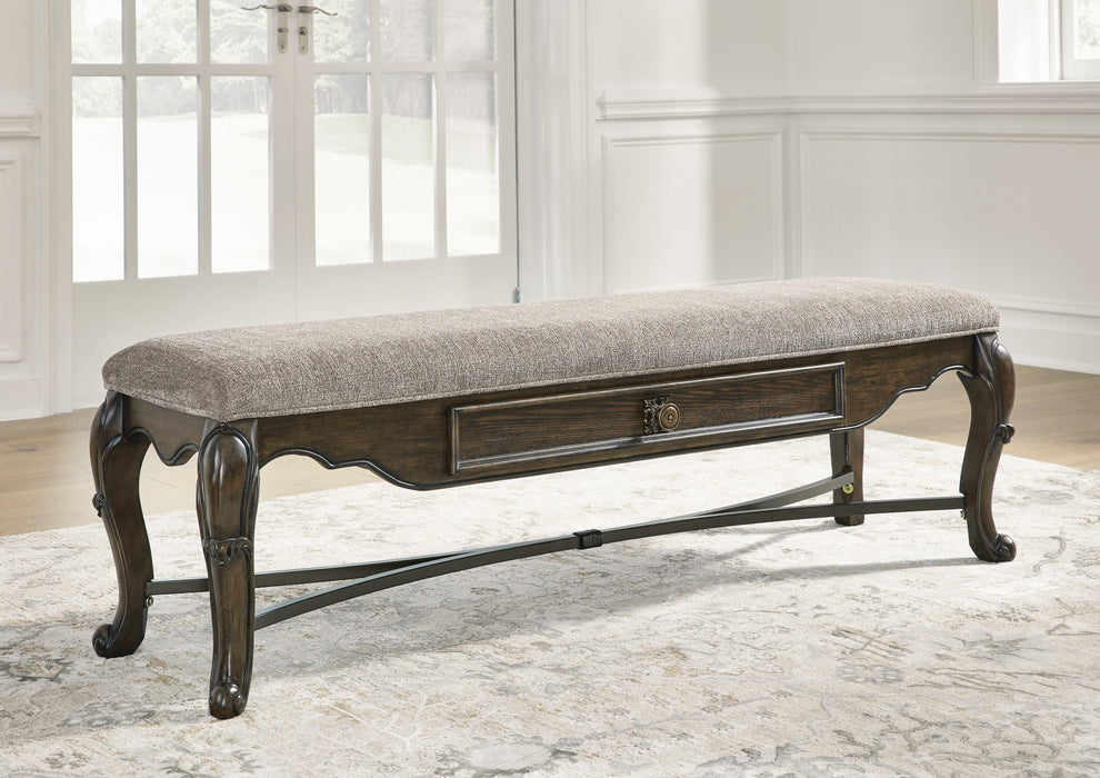 Maylee Dark Brown Upholstered Storage Bench