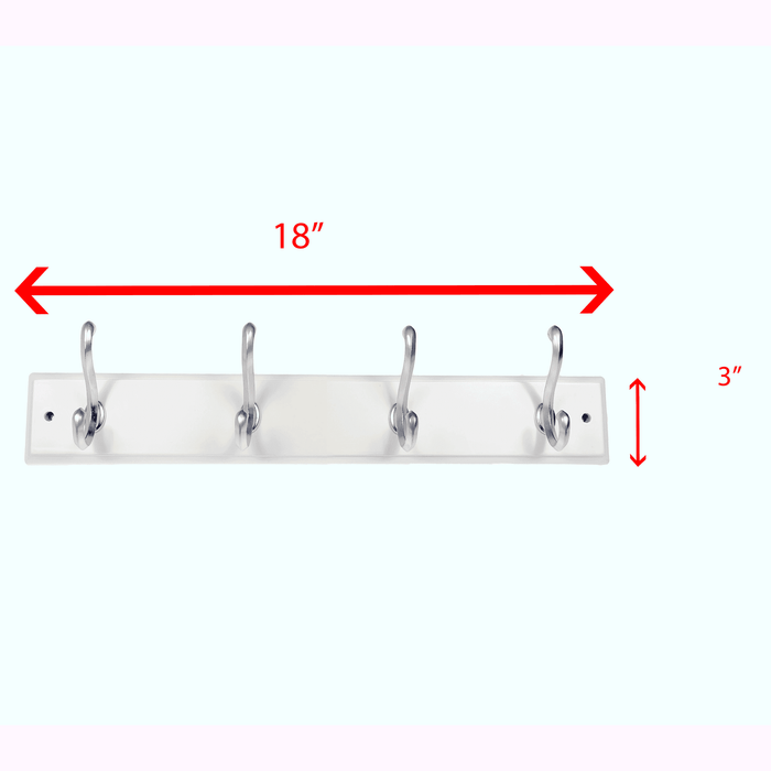 Mainstays, Hook Board, 18 in White Hookboard with 4 Satin Nickle Hooks; 30 lb Holding Capacity - new