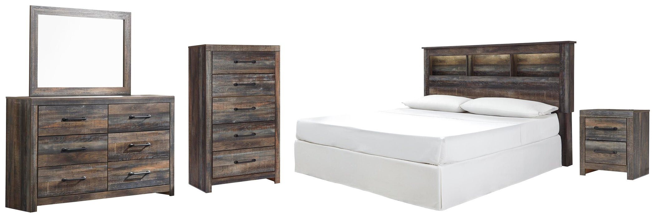 Drystan Multi Drystan King/California King Bookcase Headboard, Dresser, Mirror, Chest and Nightstand