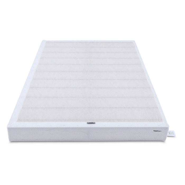 Amazon Basics Smart Box Spring Bed Base, 5-Inch Height Mattress Foundation, Tool-Free Easy Assembly, Twin, 74"L x 38"W x 5"H, White - open_box