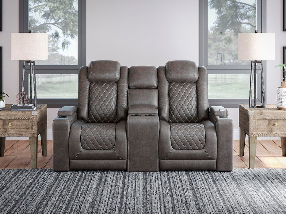HyllMont Gray PWR REC Loveseat/CON/ADJ HDRST