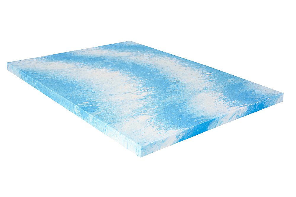 Sealy - 3”Gel Memory Foam Mattress Topper with Cover - Blue - open_box
