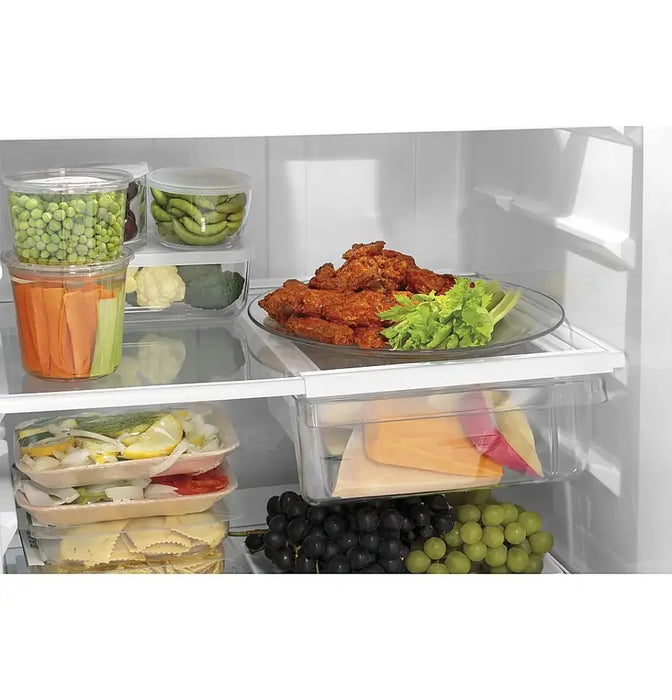 GE - 16.6 Cu. Ft. Top-Freezer Refrigerator with Edge-to-Edge Glass Shelves - White - open_box
