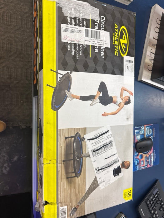 Athletic Works Circuit Trainer Trampoline with Steel Frame, Monitor and Adjustable Incline, 36"Dx12"H, 14 lbs., Black - new
