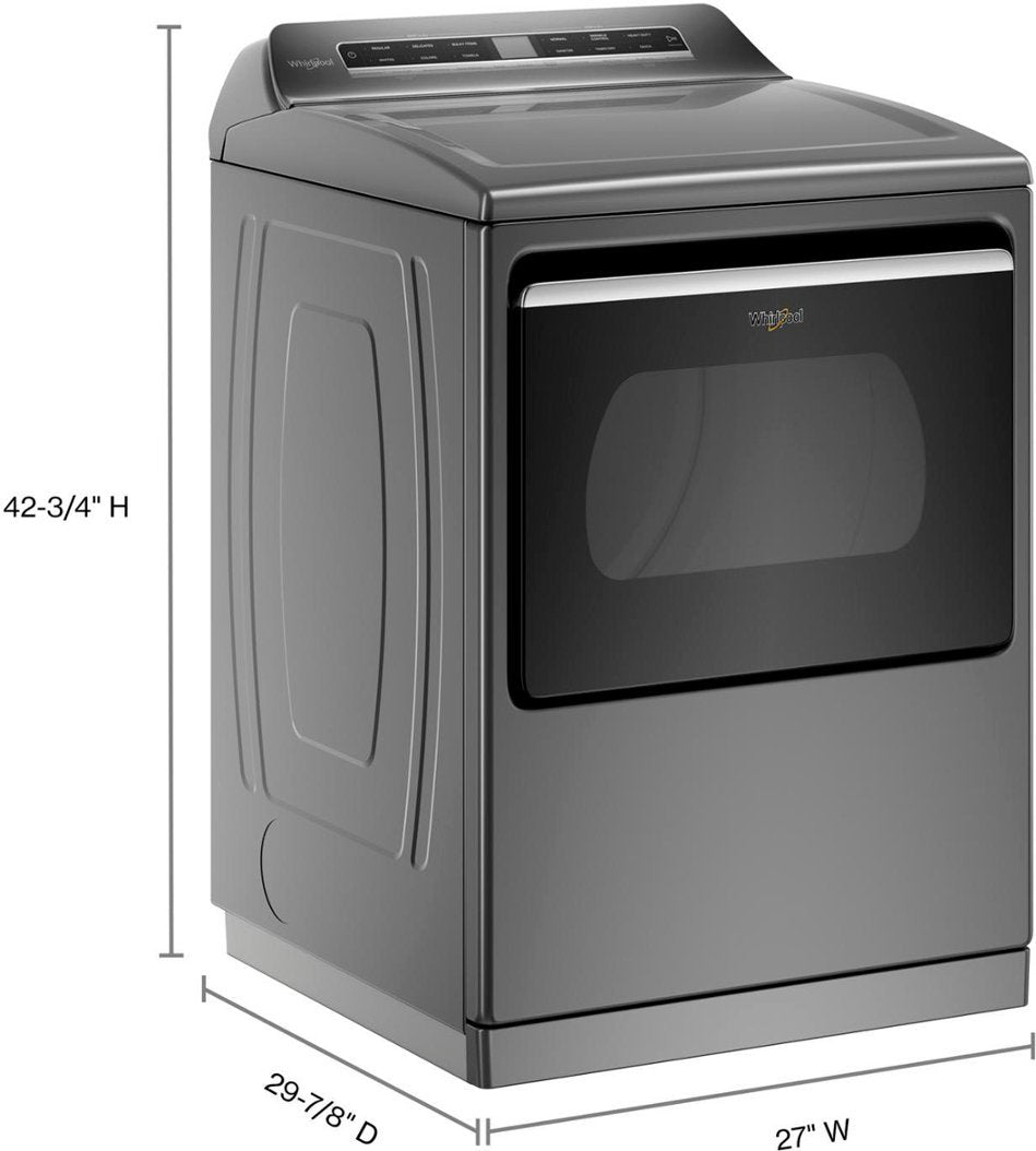 Whirlpool - 7.4 Cu. Ft. Smart Electric Dryer with Steam and Advanced Moisture Sensing - Chrome Shadow - display_model