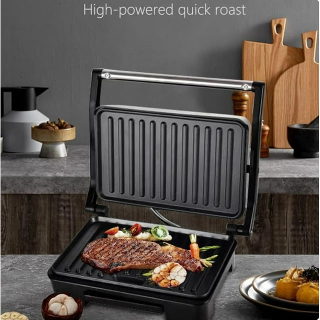 SOKANY Indoor Grill, Panini Press, Sandwich Maker with Indicator Lights, 850 Watt Electric Panini Press, Sandwich Press, Non-Stick Coated Plates, Cool Touch Handle, SK-223 - open_box