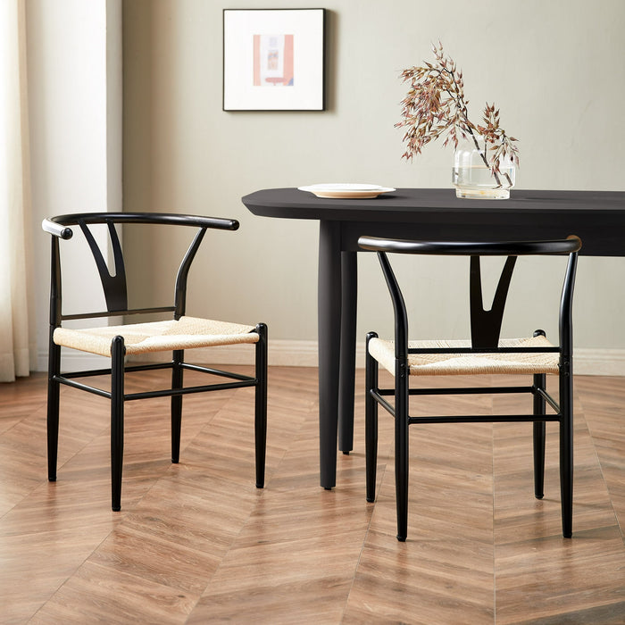 Better Homes & Gardens Springwood Wishbone Chair 2 Pack, Metal Base with Black Finish - new