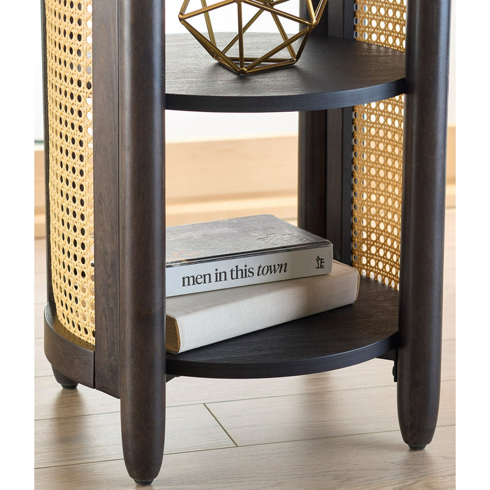 Better Homes & Gardens Springwood Caning Side Table, Charcoal Finish - new