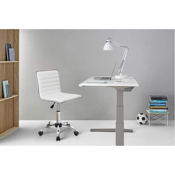 Homall Mid Back Task Chair,Low Back Leather Swivel Office Chair,Computer Desk Chair Retro with Armless Ribbed (White) - new