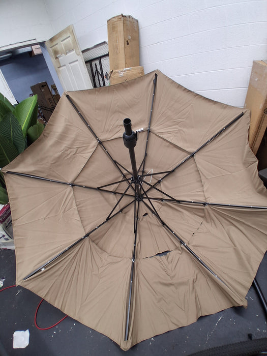 Gianna 10FT 3-Tier Solar Patio Umbrella with 32 LED Lights, Outdoor Umbrellas with Push Button Tilt and Crank,Khaki - new