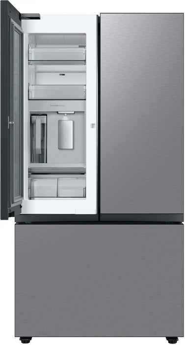 Samsung - BESPOKE 30 cu. ft. 3-Door French Door Smart Refrigerator with Beverage Center - Stainless Steel - new