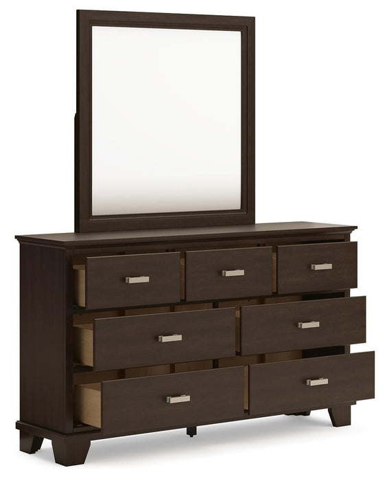 Covetown Dark Brown Covetown Dresser and Mirror
