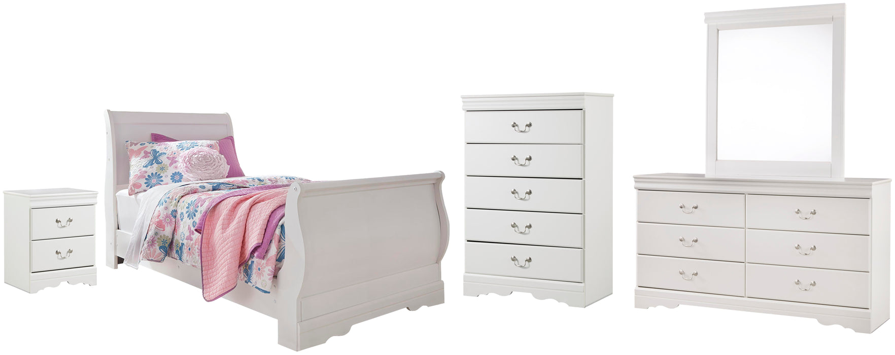 Anarasia White Sleigh Bedroom Collection